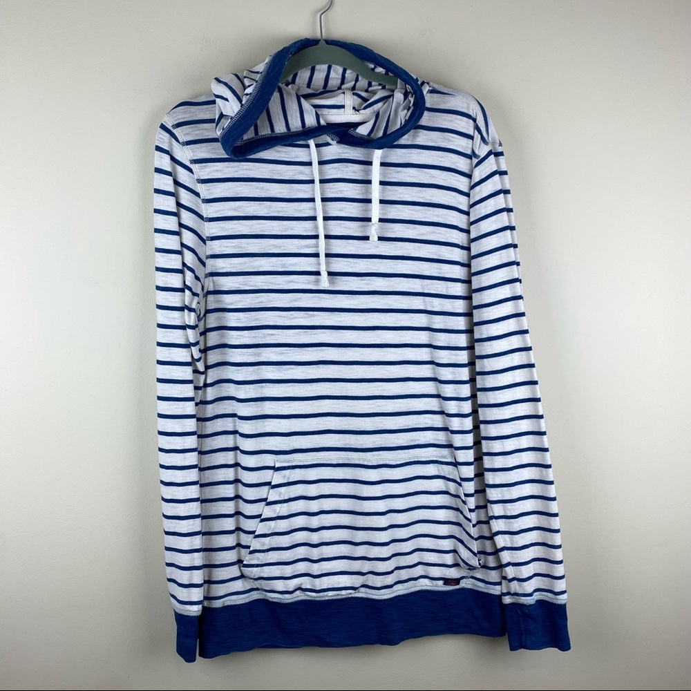 Faherty striped hooded long sleeve shirt size M